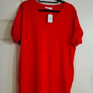 Red V-Neck Women's Dress